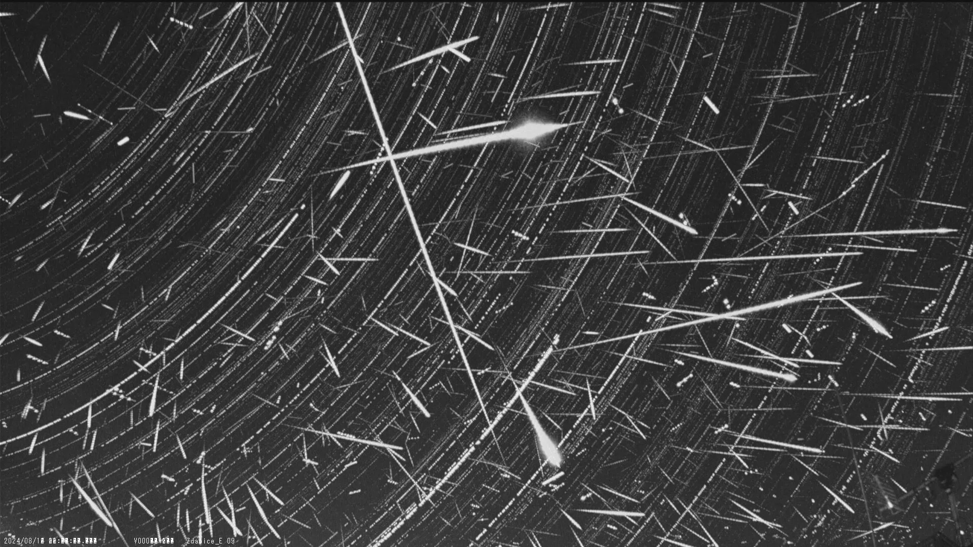 Composite of Perseid meteors recorded from the Ždánice station
